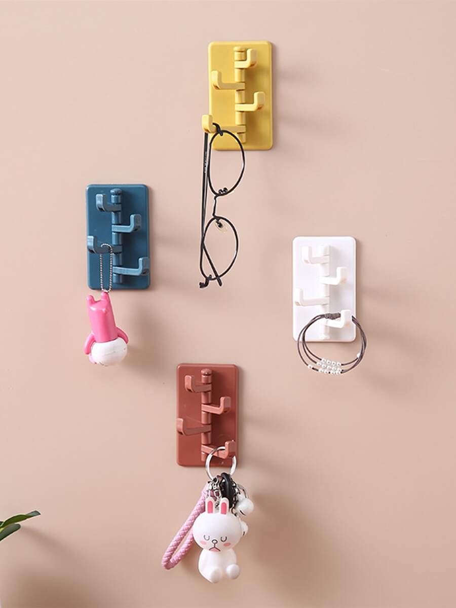 4pcs Punch-free  Random Color Wall Hook - Multicolor - View 1