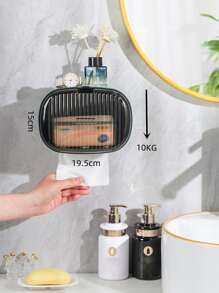 1pc Punch-free Clear Tissue Storage Box - Green - View 2