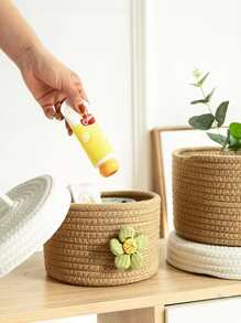 1 pieza Cesta de almacenamiento de escritorio con diseño de flor - Multicolor - Ver 3