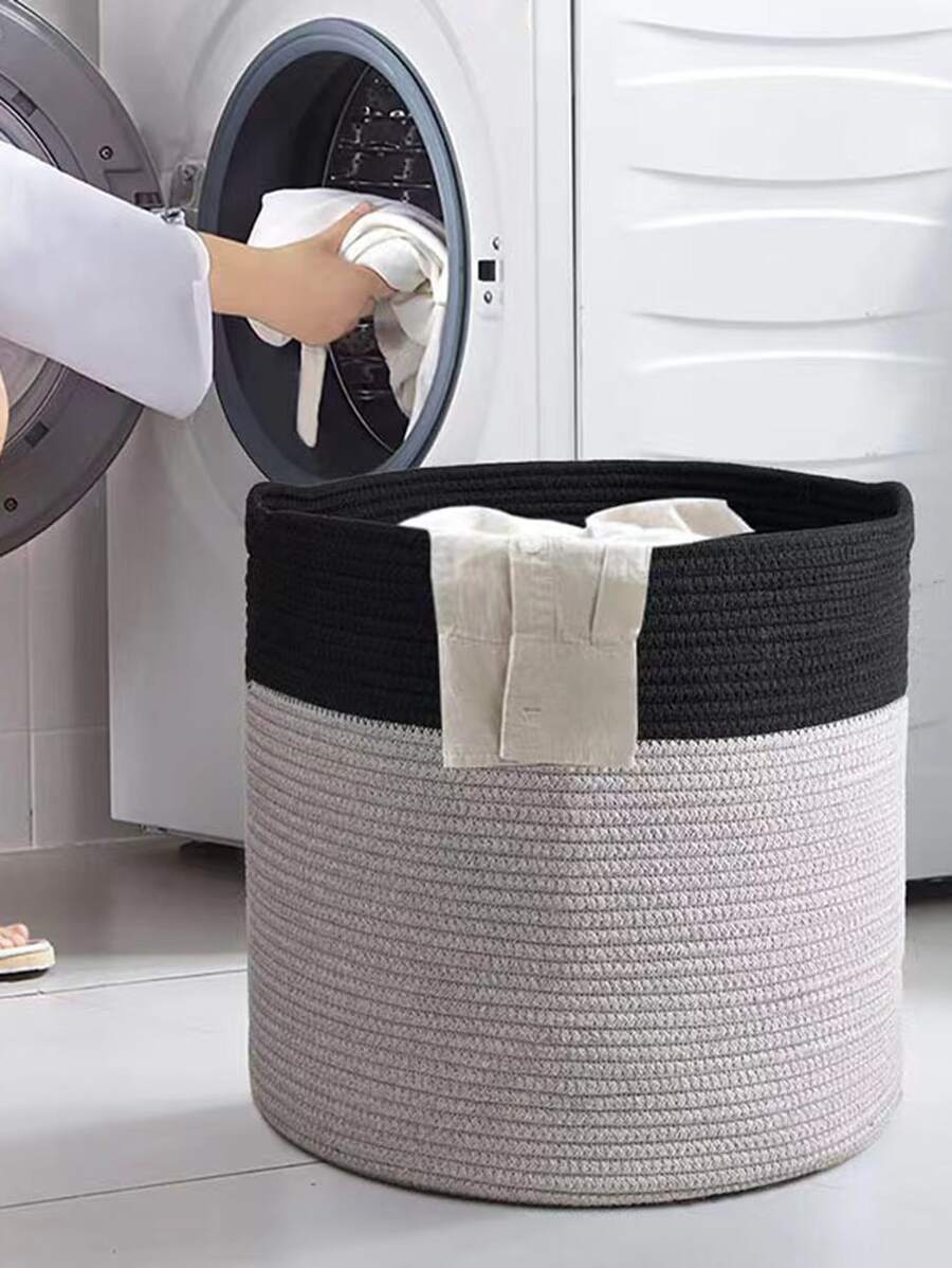 1 pieza Cesta de lavandería con diseño tejido - Multicolor - Ver 1