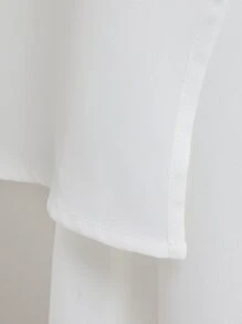 SHEIN VCAY 素色下擺開叉掛脖上衣和闊腿褲 - 白色 - 查看 8
