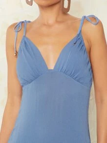 SHEIN VCAY 素色高衩吊帶洋裝