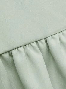 SHEIN VCAY Vestido unicolor bajo con fruncido de cuello halter - verde menta - Ver 7