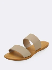 SHUZIA Women's Comfortable, Durable, Essential Slip On Double Strap Nubuck Flat Sandals Mother's Day Present - Khaki - View 2