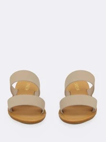 SHUZIA Women's Comfortable, Durable, Essential Slip On Double Strap Nubuck Flat Sandals Mother's Day Present - Khaki - View 3