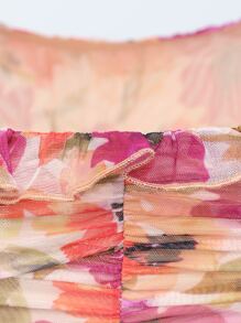 SHEIN VCAY Floral Print Frill Trim Ruched Bust Cami Dress - Multicolor - View 6