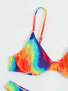 Allover Print Underwire Summer Beach Bikini Set With Bandana - Multicolor - View 6