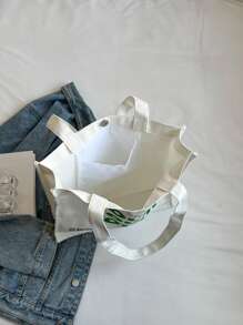 字母圖形單肩手提包書包適合畢業生、青少年女孩、新生、大二、大三和大四學生、大學和高中，非常適合戶外、旅行和返校 - 白色 - 查看 3