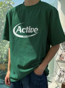 DAZY Nam Áo thun Bông Đồ họa Chữ cái - màu xanh lá - Xem 1