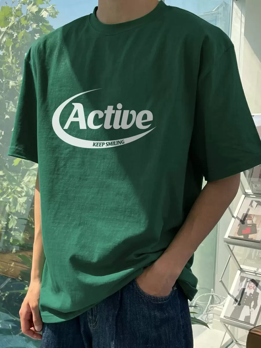 DAZY Nam Áo thun Bông Đồ họa Chữ cái - màu xanh lá - Xem 1
