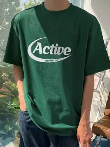 DAZY Nam Áo thun Bông Đồ họa Chữ cái - màu xanh lá - Xem 3