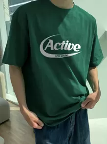 DAZY Nam Áo thun Bông Đồ họa Chữ cái - màu xanh lá - Xem 4