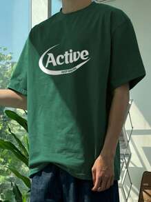 DAZY Nam Áo thun Bông Đồ họa Chữ cái - màu xanh lá - Xem 6