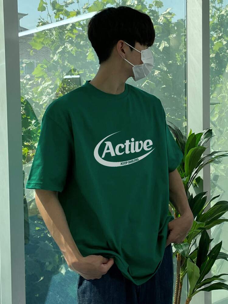 Men Cotton Letter Graphic Tee