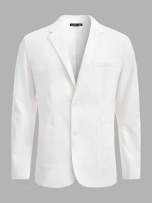 Manfinity NXTstreet Men Cotton Single Breasted Blazer & Trousers Set - White - View 3