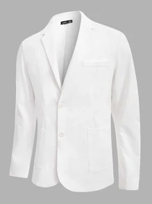Manfinity NXTstreet Men Cotton Single Breasted Blazer & Trousers Set - White - View 10