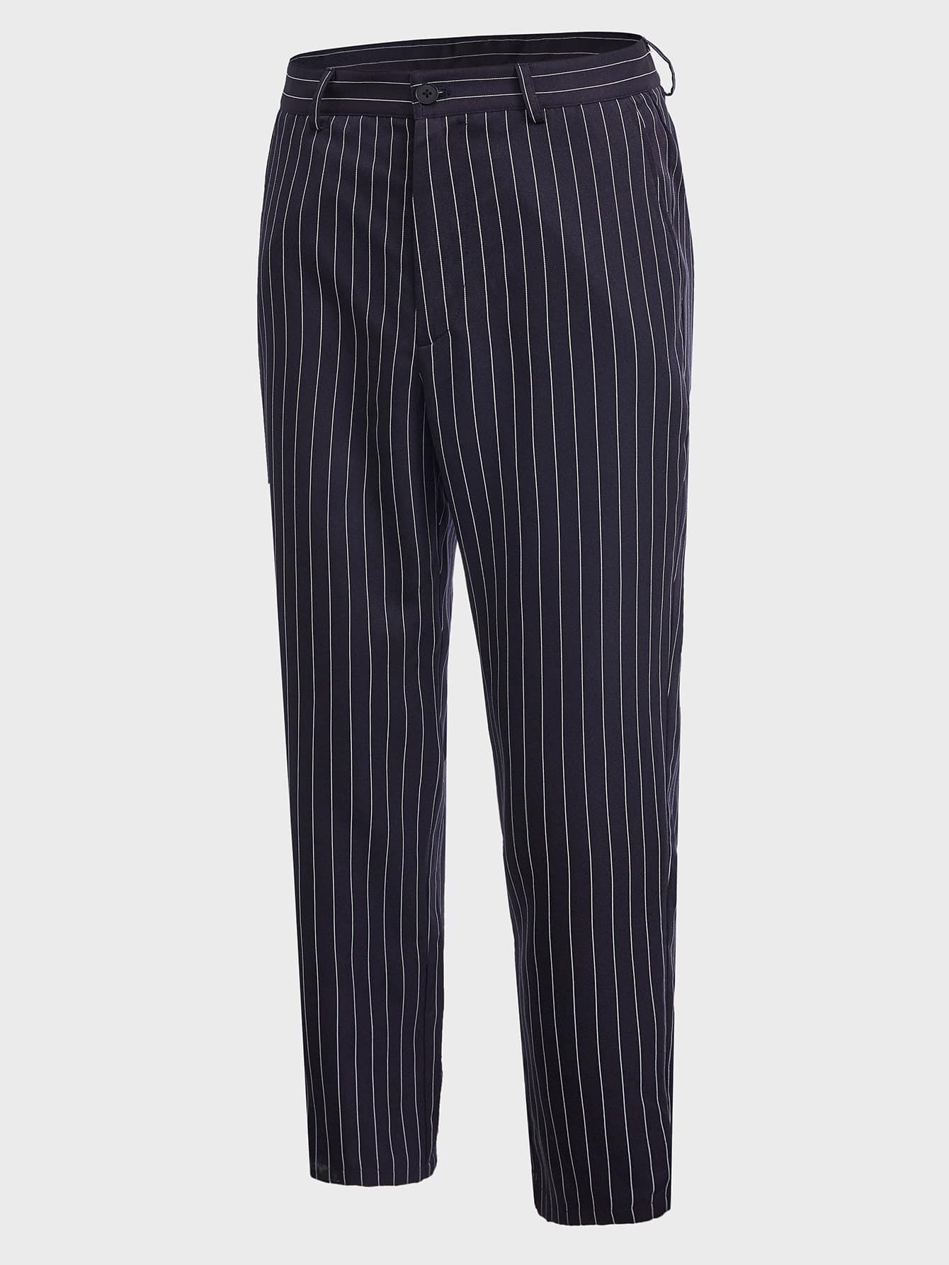 Manfinity VCAY Men Suit Pants Nút Túi Dây kéo Sọc - Màu xanh hải quân - Xem 1