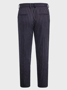 Manfinity VCAY Men Suit Pants Nút Túi Dây kéo Sọc - Màu xanh hải quân - Xem 2
