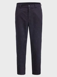 Manfinity VCAY Men Suit Pants Nút Túi Dây kéo Sọc - Màu xanh hải quân - Xem 3