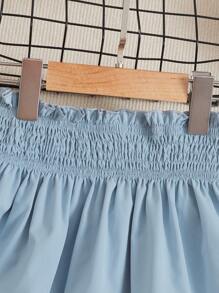 SHEIN Chicas Falda de color combinado de cintura con volante bajo con fruncido - Multicolor - Ver 4