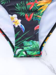 SHEIN Swim Summer Beach Tropical Print Push Up High Waisted Bikini - Multicolor - View 8