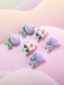 Chicas 6 piezas Cuff de oreja con diseño de flor - Multicolor - Ver 2