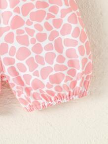 SHEIN 女寶寶漫畫圖形連體衣&短褲&配件口水巾&髮箍&手套