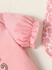 SHEIN 女寶寶漫畫圖形連體衣&短褲&配件口水巾&髮箍&手套