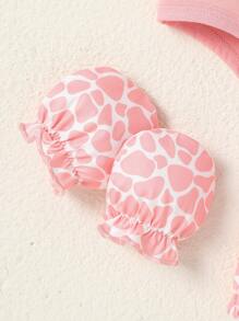 SHEIN 女寶寶漫畫圖形連體衣&短褲&配件口水巾&髮箍&手套