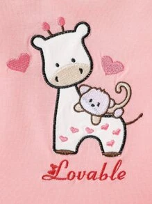 SHEIN 女寶寶漫畫圖形連體衣&短褲&配件口水巾&髮箍&手套