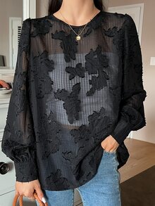 DAZY Áo sơ mi nữ cắt màu trơn Gợi cảm - màu đen - Xem 8