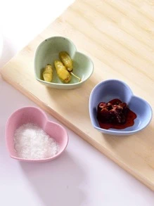 2pcs Heart Shaped Sauce Dishes, Mini Seasoning Dishes, Plastic Condiment Dishes, Sushi Soy Dipping Bowl, Snack Serving Dishes - Multicolor - View 1