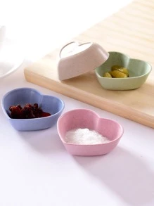2pcs Heart Shaped Sauce Dishes, Mini Seasoning Dishes, Plastic Condiment Dishes, Sushi Soy Dipping Bowl, Snack Serving Dishes - Multicolor - View 2