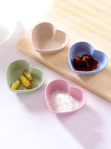 2pcs Heart Shaped Sauce Dishes, Mini Seasoning Dishes, Plastic Condiment Dishes, Sushi Soy Dipping Bowl, Snack Serving Dishes - Multicolor - View 5