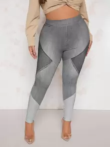 SHEIN SXY Plus Colourblock Leggings - Multicolor - View 1