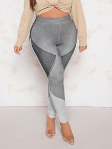 SHEIN SXY Plus Colourblock Leggings - Multicolor - View 4