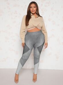 SHEIN SXY Plus Colourblock Leggings - Multicolor - View 5