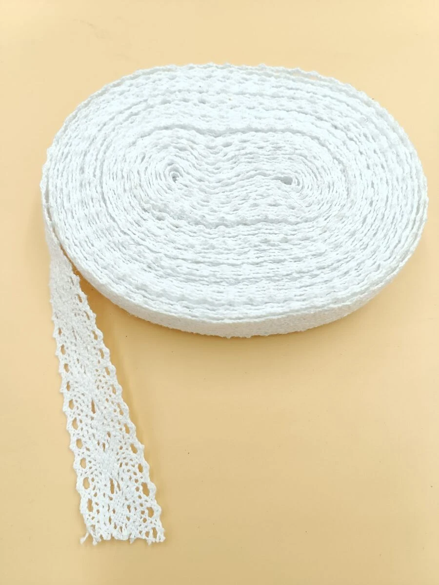 1pc 10m Diy White Knitted Lace Trim, Width 2.5cm, For Clothing Accessory - White - View 1