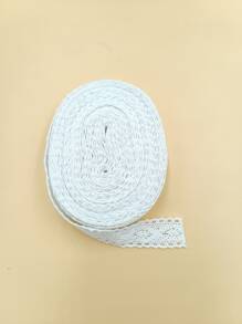 1pc 10m Diy White Knitted Lace Trim, Width 2.5cm, For Clothing Accessory - White - View 3