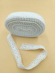 1pc 10m Diy White Knitted Lace Trim, Width 2.5cm, For Clothing Accessory - White - View 5