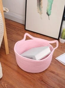 1 pieza Cesta de almacenamiento de escritorio con dibujos animados con diseño de oreja - Rosa - Ver 3