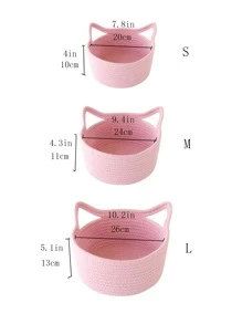 1 pieza Cesta de almacenamiento de escritorio con dibujos animados con diseño de oreja - Rosa - Ver 4