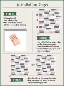 4pcs Brick Pattern Kitchen Sticker - Multicolor - View 3