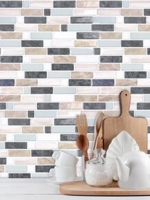 4pcs Brick Pattern Kitchen Sticker - Multicolor - View 6