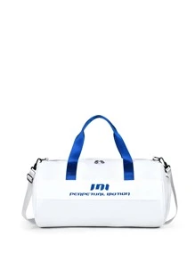 Bolso de lona con estampado de letra - Blanco - Ver 1