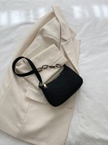 Mini Stitch Detail Hobo Bag - Black - View 2