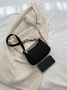 Mini Stitch Detail Hobo Bag - Black - View 3