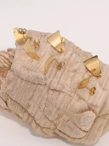 6pcs Geo Design DIY Earrings Accessory - Yellow Gold - View 4