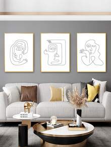 3pcs Abstract Figure Graphic Unframed Painting - Black - View 2