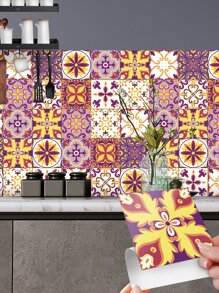 10入組圖案印花防水廚房貼紙 - 彩色 - 查看 1